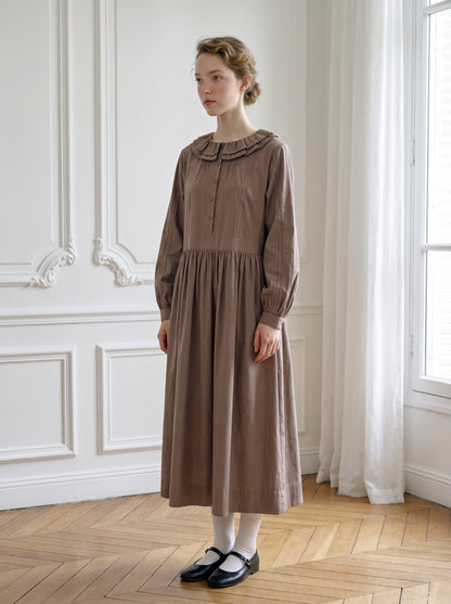 Double-Collar Lace-Trim Dress
