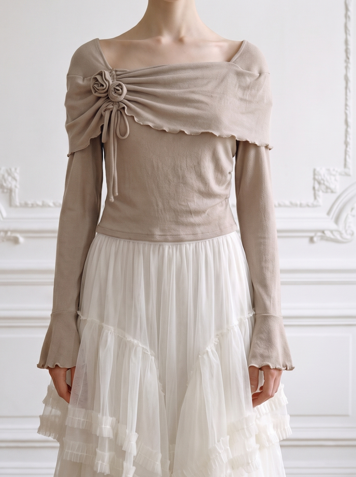3D Rose Bell-Sleeve Tee