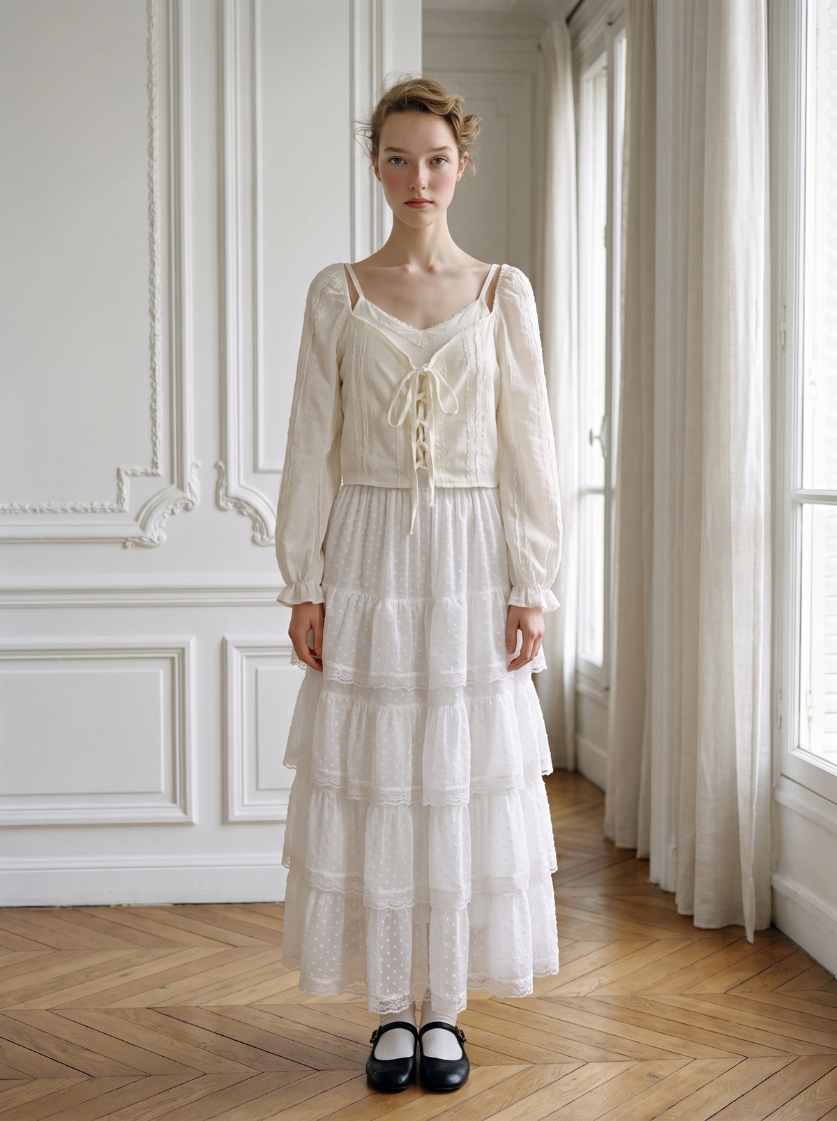 Tie-Strap Layered-Look Blouse