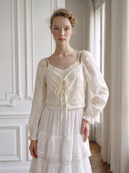 Tie-Strap Layered-Look Blouse