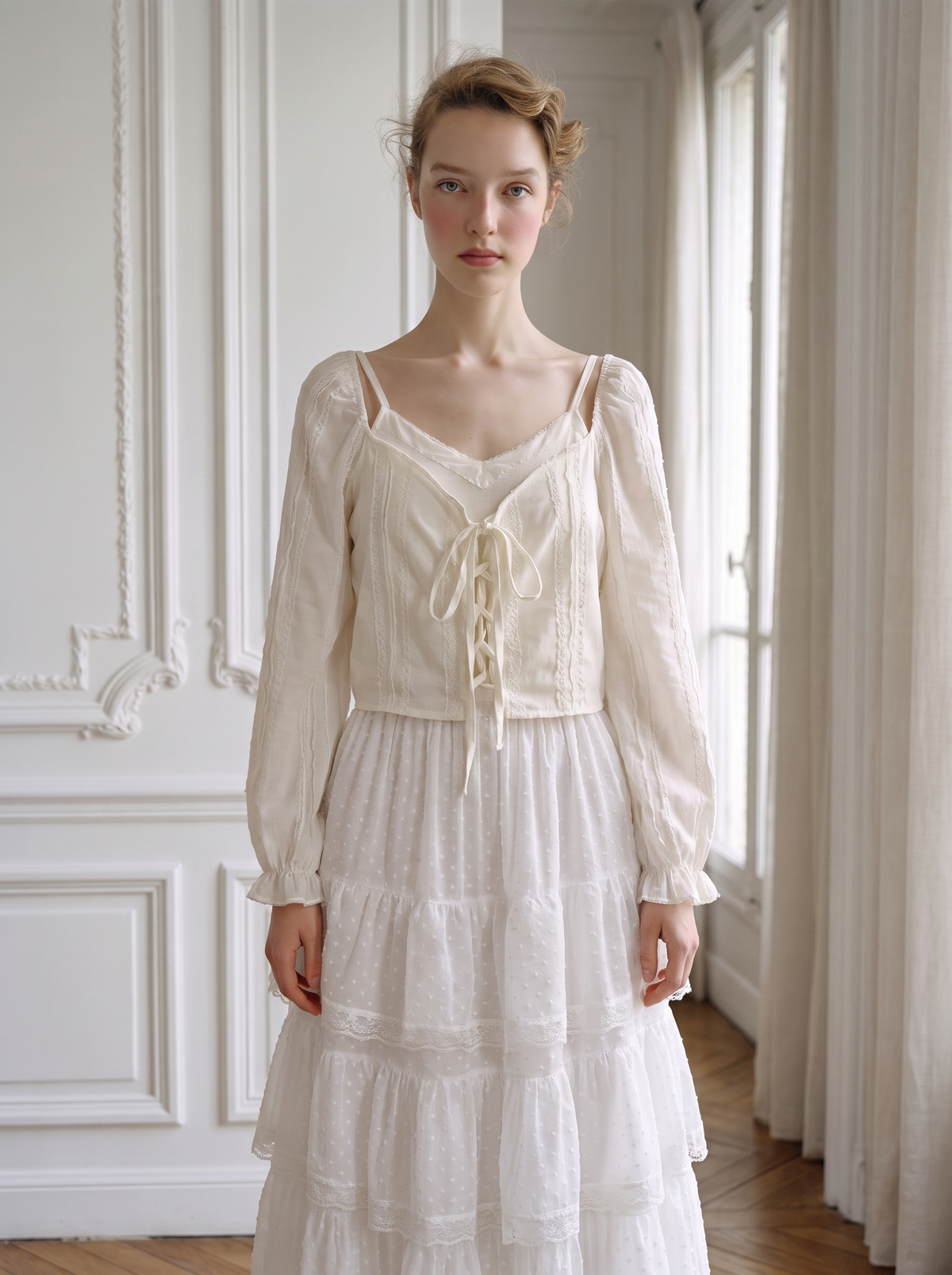 Tie-Strap Layered-Look Blouse