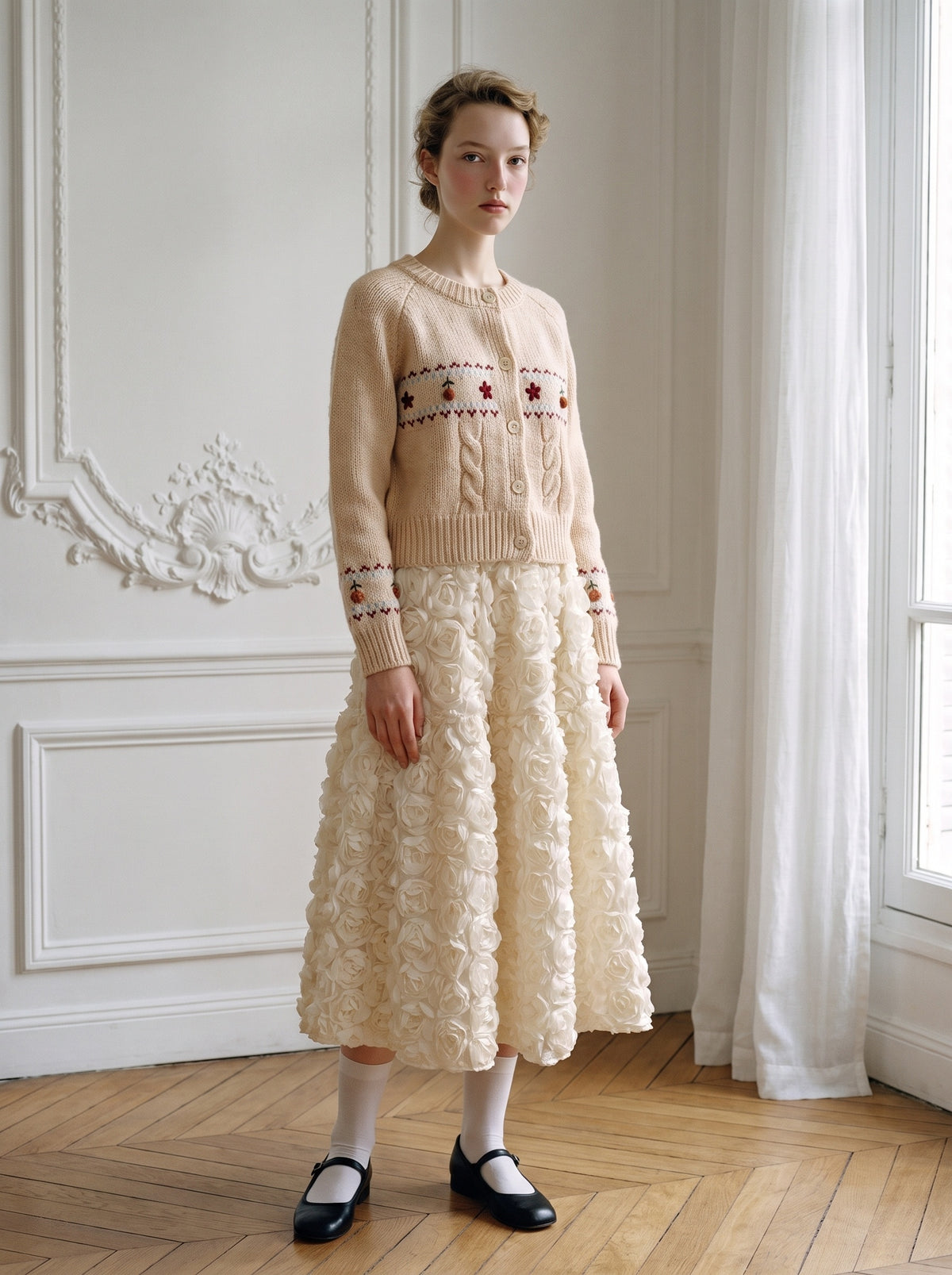 Embroidered Knit Cardigan