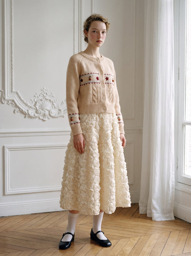 Embroidered Knit Cardigan 着用コーデ