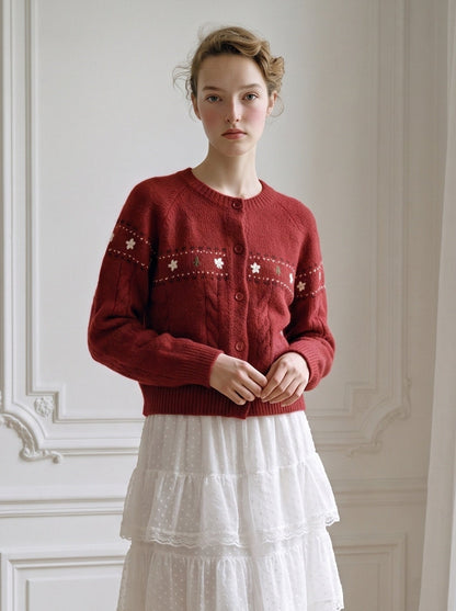 Embroidered Knit Cardigan