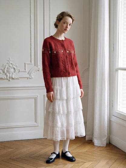 Embroidered Knit Cardigan