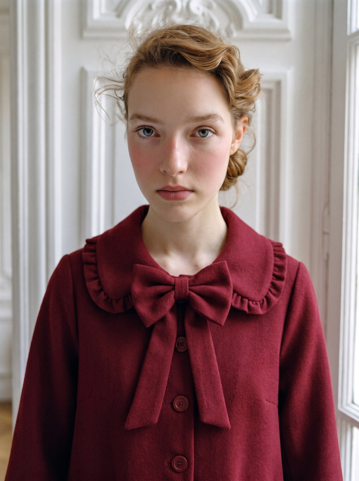 ウール ドールカラー リボンコート バストアップ